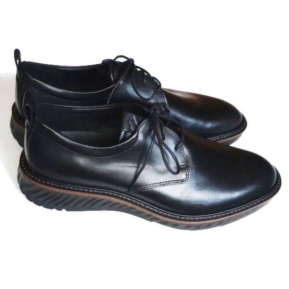 NWOB Ecco ST-1 Hybrid Leather Plain Toe Oxford Shoes 7.0-7.5 41 Black Classic - Picture 1 of 9